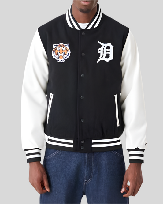 MLB DETROIT TIGERS : Wordmark Black Varsity Baseball Jacket