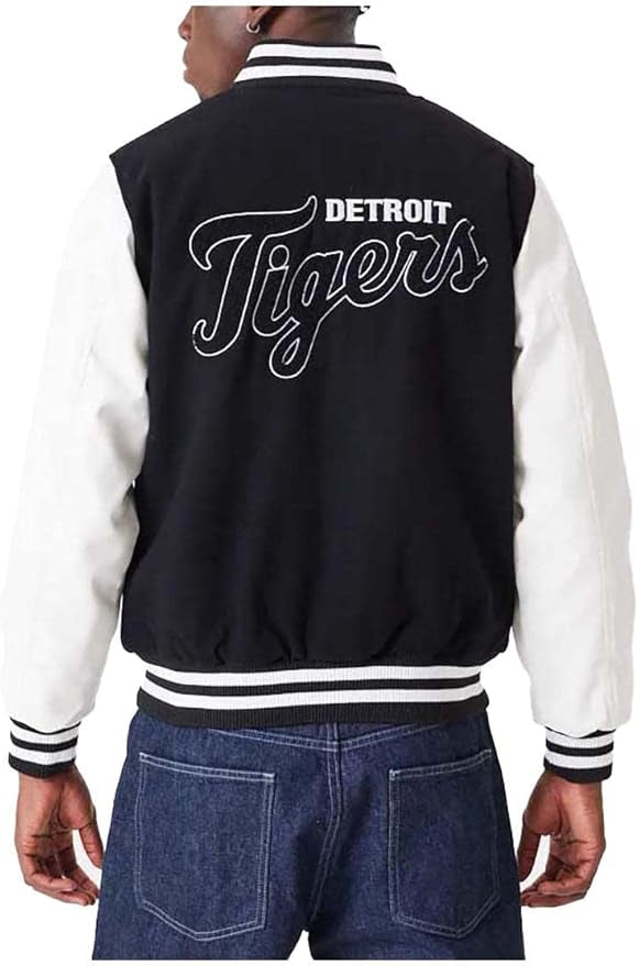 NUEVA ERA: Chaqueta de béisbol negra y blanca de los DETROIT TIGERS