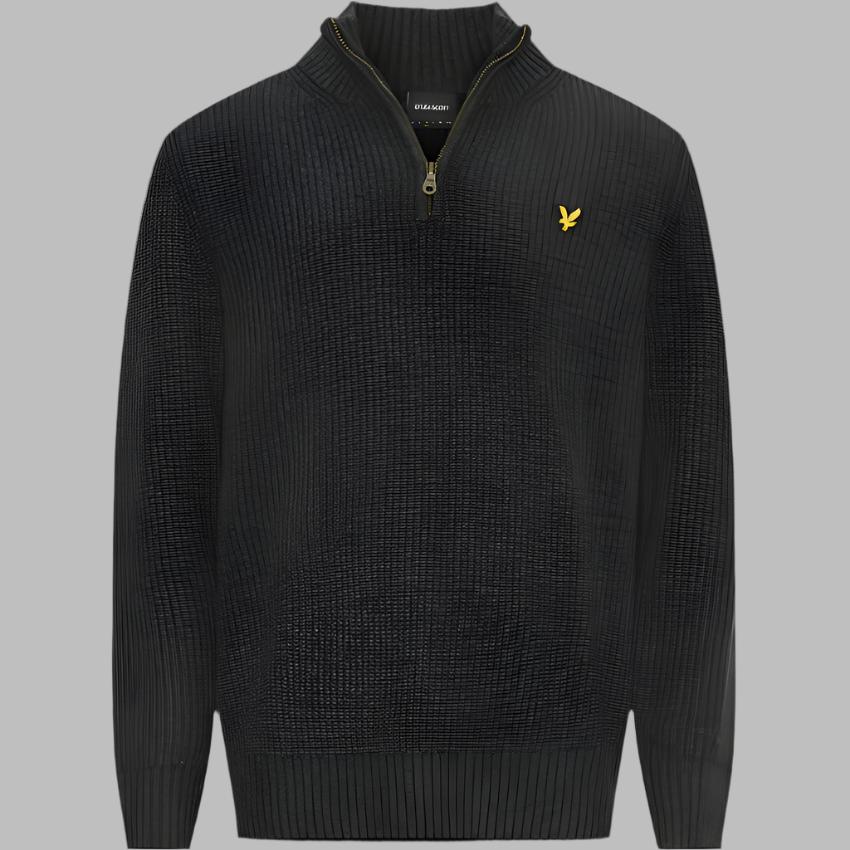 Suéter de canalé con cremallera de un cuarto y corte regular de Lyle &amp; Scott