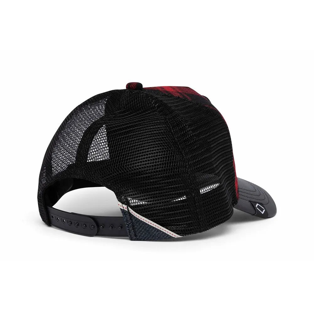 REPLAY: Gorra de béisbol a cuadros negra y roja oscura, Replay original Not Ordinary People para UNISEX, talla única con cierre ajustable